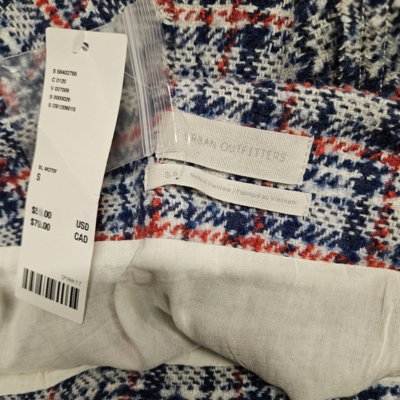 Urban Outfitters Huntley Wool Wrap Mini Skirt In Blue And Red Plaid Sz Small NWT - Picture 8 of 9